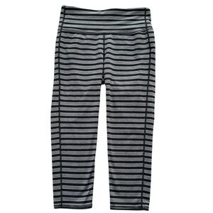 Athleta‎ Leggings Chaturanga Yoga High Rise Cropped Striped Gray Womens Medium